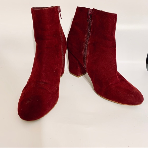 burgundy color booties
